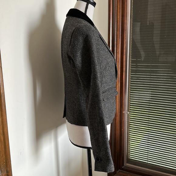 American Eagle Outfitters | Silver Gray Tweed Blazer with Velvet Trim Size XS - Picture 5 of 13